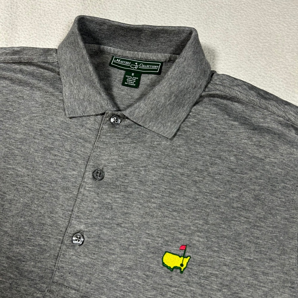 Masters Collection Polo Shirt Mens Small Gray Pima Cotton Short Sleeve Golf Logo